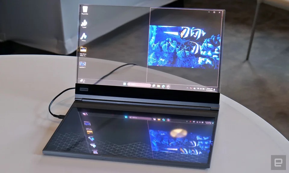 Project Crystal, Lenovo, Máy tính xách tay, màn hình trong suốt, Màn hình microLED