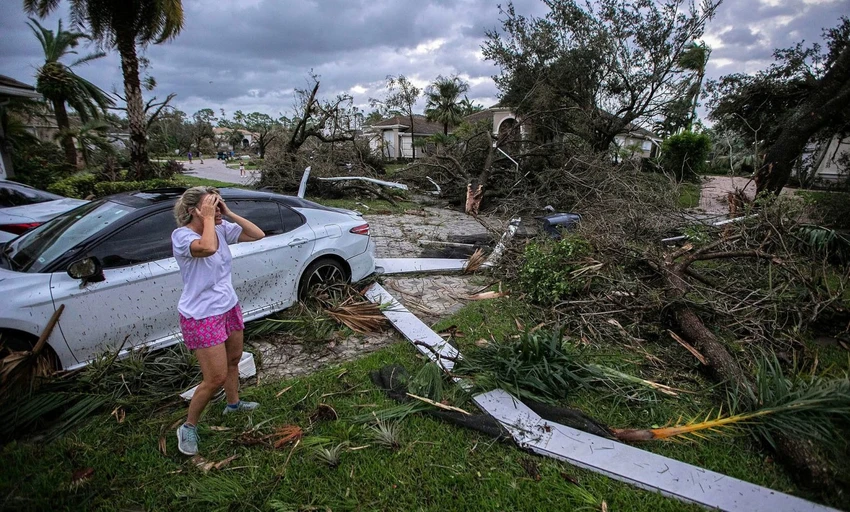 Khung cảnh hoang tàn sau cơn bão Milton ở Mỹ hôm 10-10. Ảnh: Bill Ingram/Palm Beach Post/USA TODAY