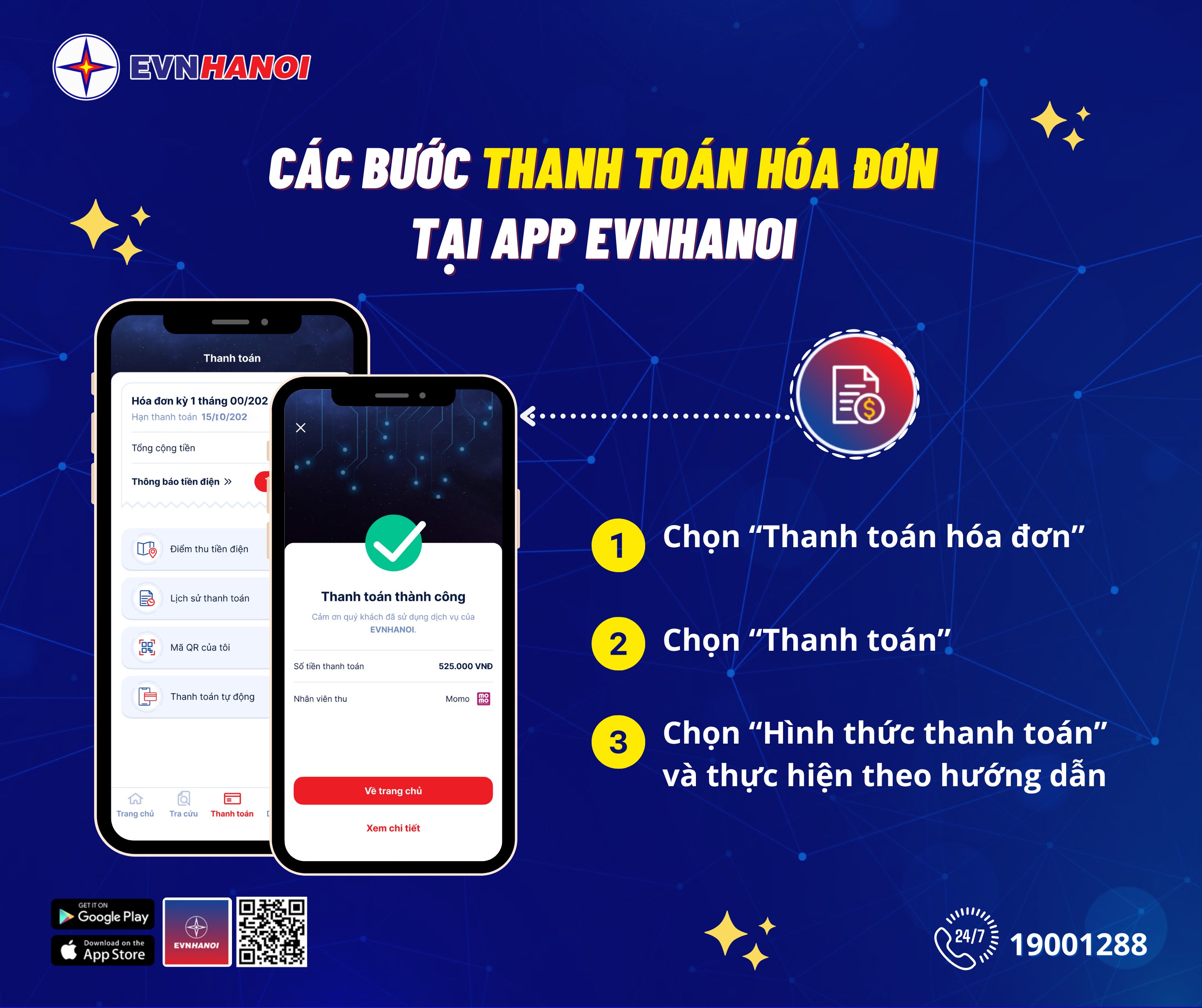 Thanh toán hoá đơn tại app EVNHANOI
