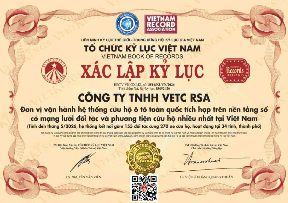 VETC Cứu Hộ nhận Kỷ lục Việt Nam, thiết lập chuẩn mực cứu hộ toàn quốc